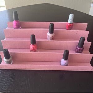 Custom Pink Wooden Nail Polish Organizer